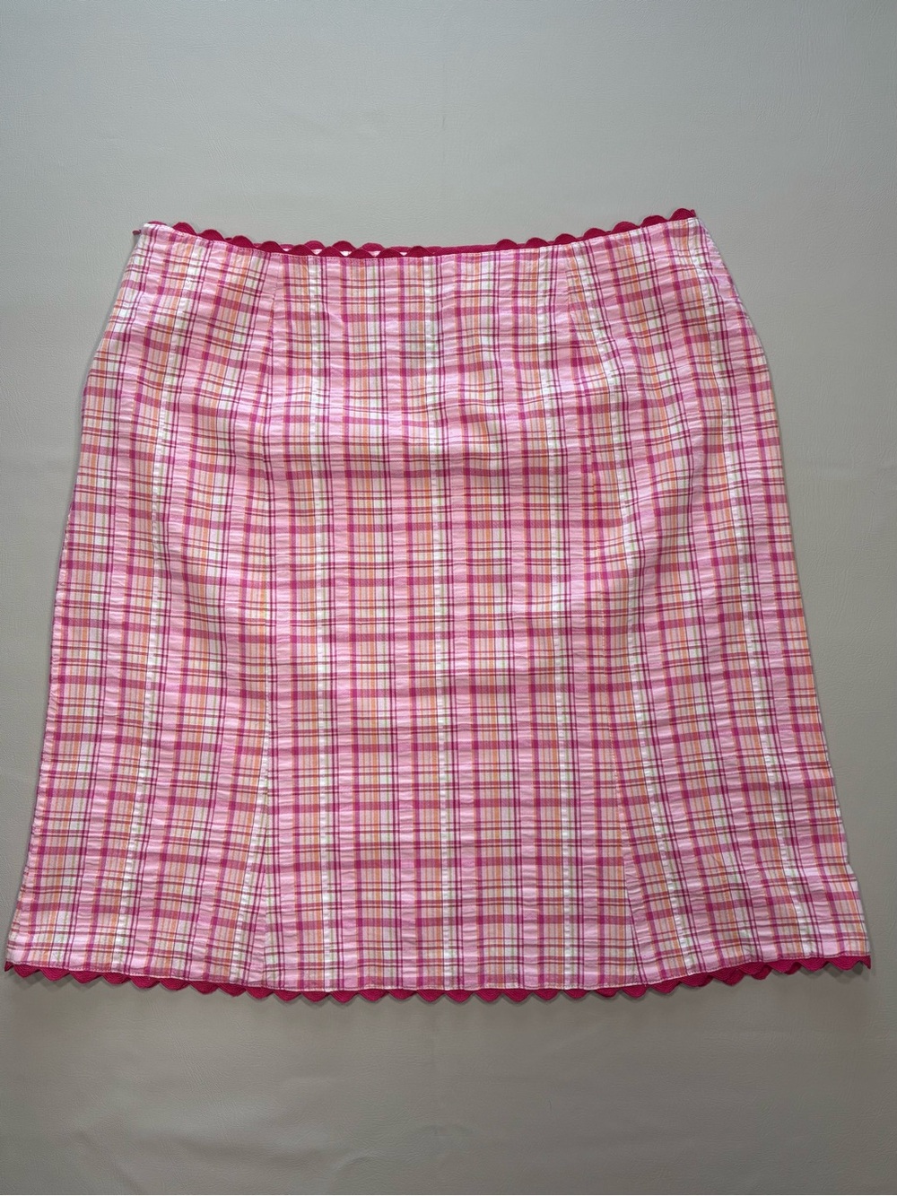 Willi Smith Pink Plaid Skirt with Scalloped Hem - Picture 5 of 9